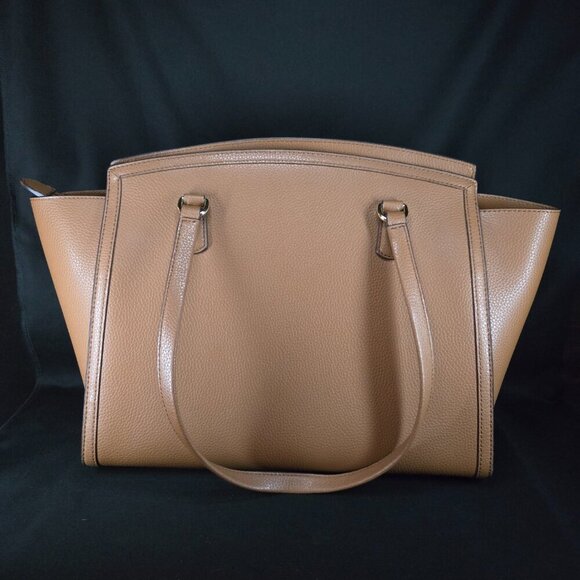 Michael Kors Chantal Tote Camel Pebbled Leather Gold Hardware Classic Luxury Bag - Picture 7 of 12